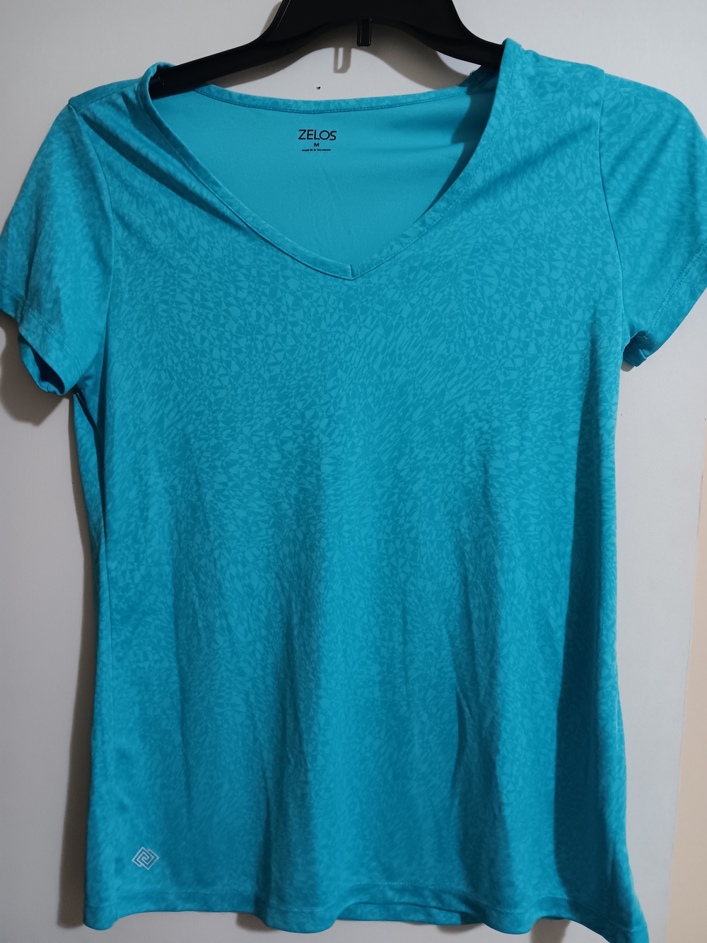 ZELOS Women's V-Neck Short Sleeve Top — Turquoise Blue
